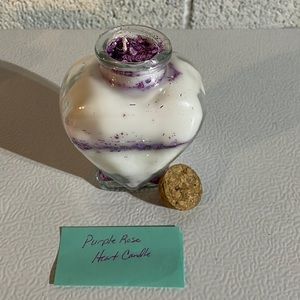 Purple Rose Heart Candle